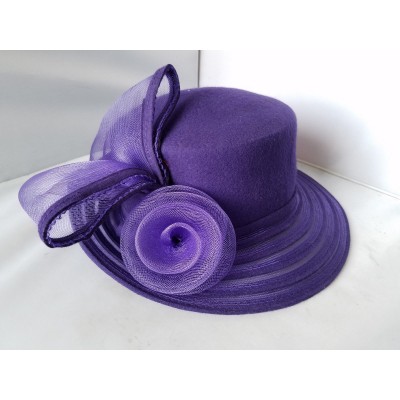 Giovannio 's Hat Church Dress Purple Felt Bow Bowler Ribbon One Size  eb-94901907